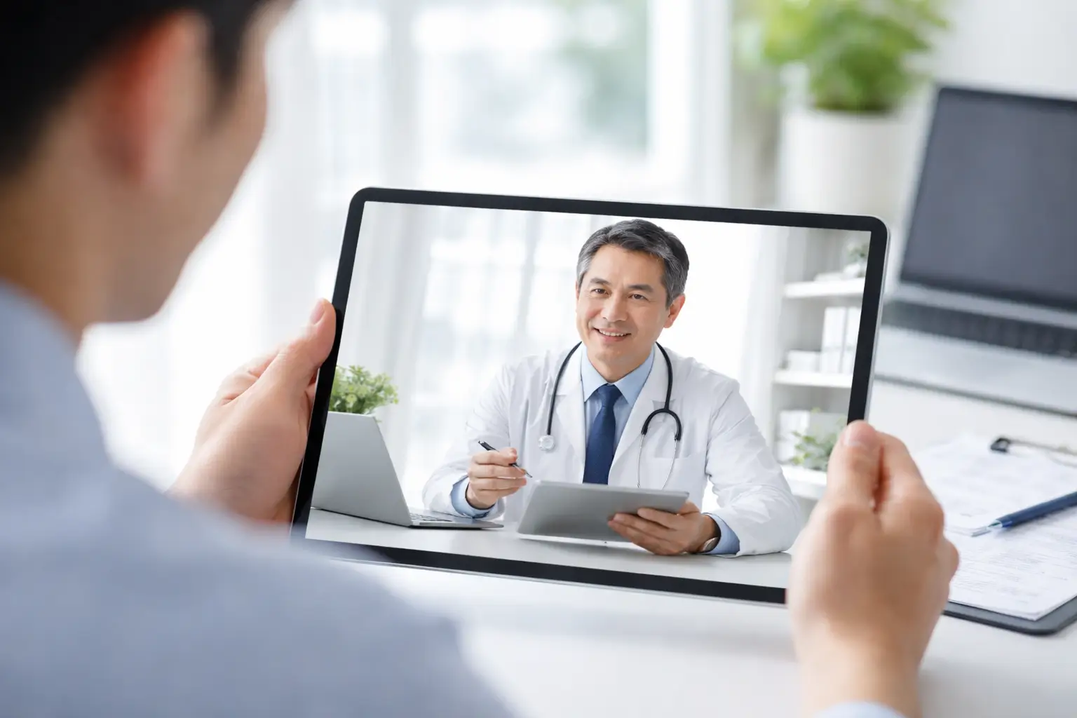 비대면 진료를 통해 전문의 상담을 진행하는 의료 상담 장면
