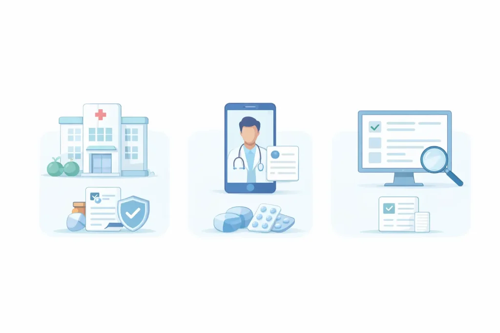 비아그라 구매 경로 3가지 구조 비교 이미지
