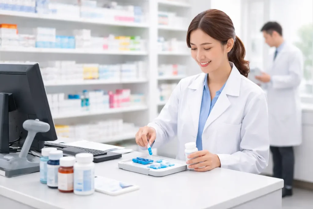 전자 처방을 기반으로 정식 약국에서 의약품을 조제하는 과정
