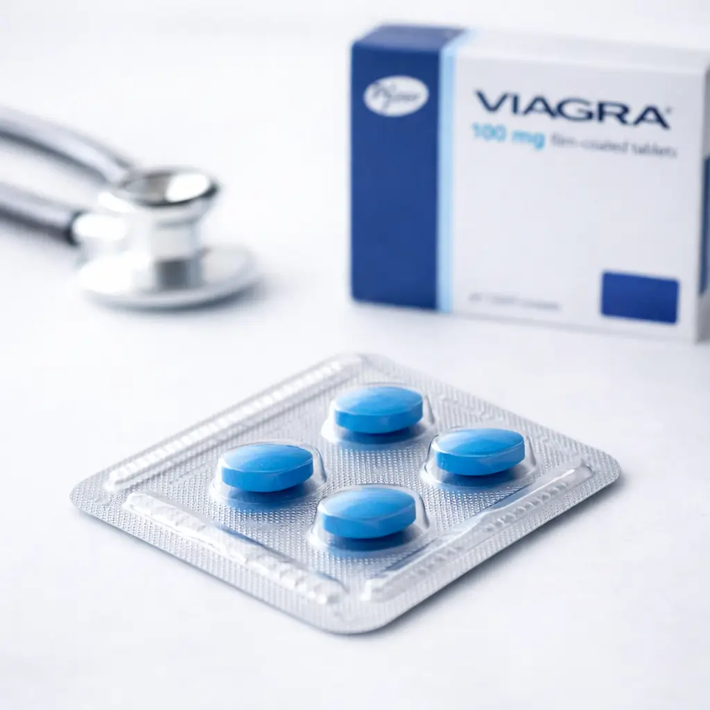 비아그라 정제와 복용 시간 안내를 위한 참고 이미지
